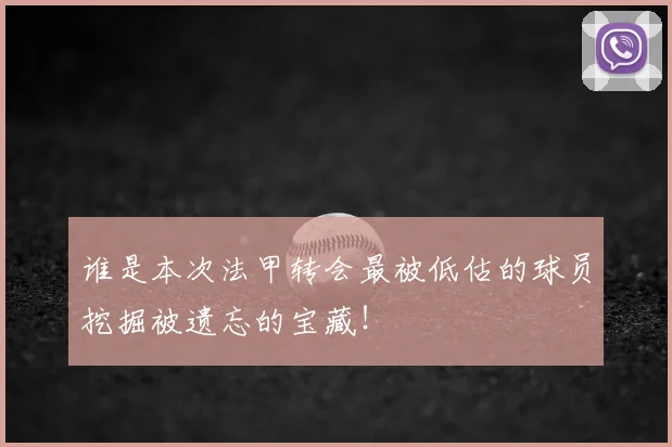 谁是本次法甲转会最被低估的球员挖掘被遗忘的宝藏!